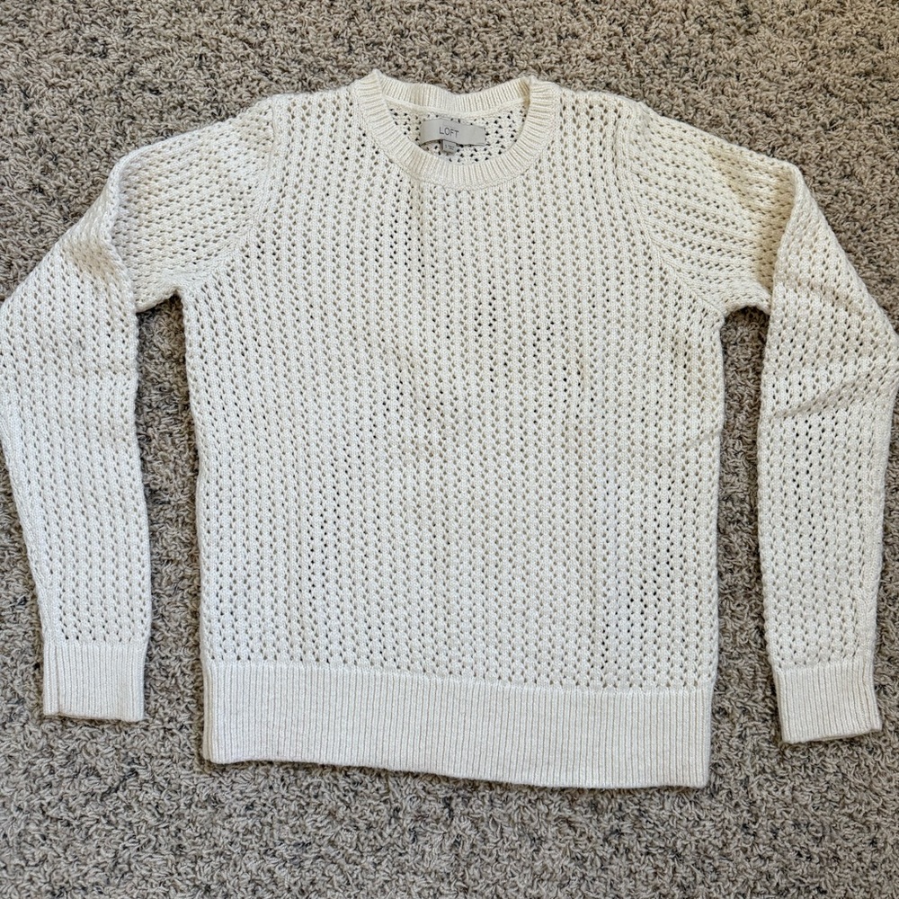 LOFT Women’s Cream Crewneck Sweater